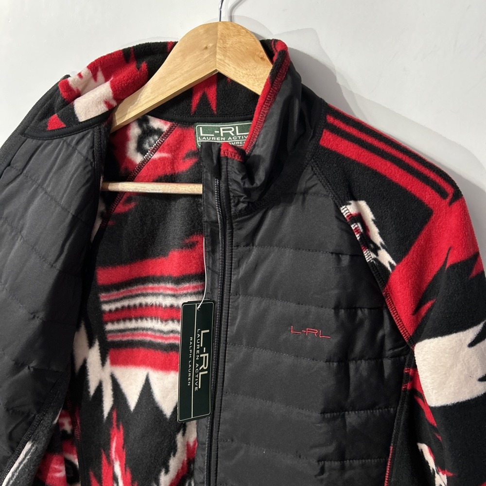NWT Lauren Ralph Lauren Active Southwestern Aztec Fleece Quilted Jacket XL RARE